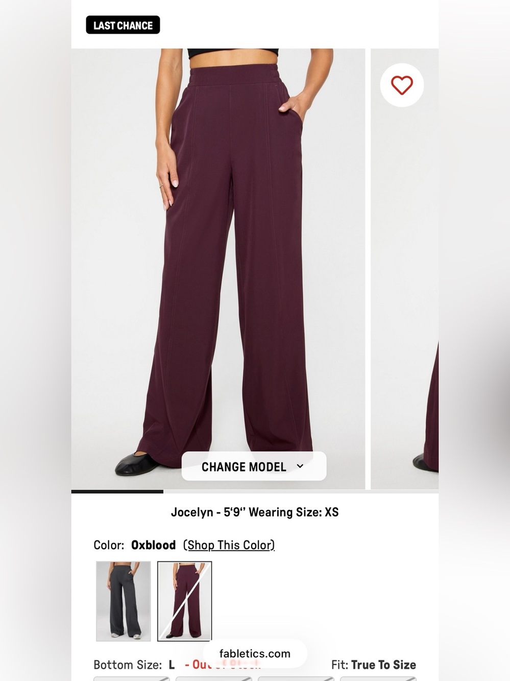 Fabletics Wide-Leg Pull-On Pants in Oxblood